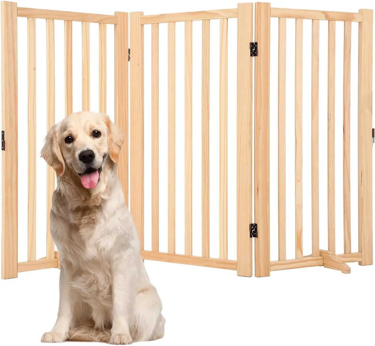 HiMISS Freestanding Wooden Dog Gate Foldable for Doorways and Stairs
