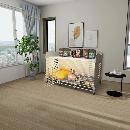 Dog Kennel With Wheels And Tray Indoor Wire Crate Durable