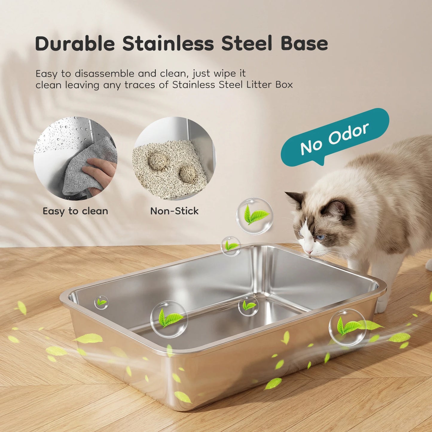 Durable Fully Enclosed Stainless Steel Cat Litter Box