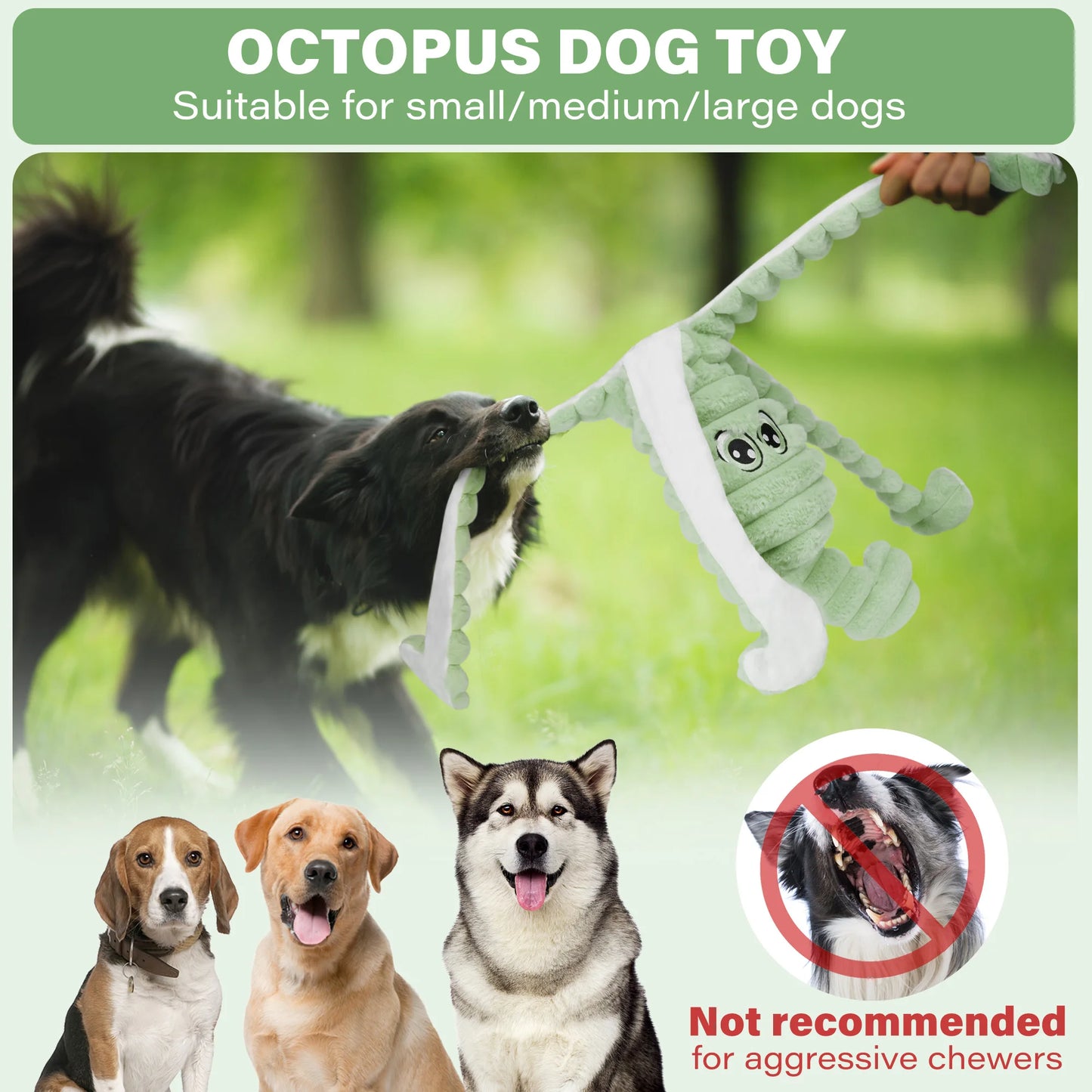 Octopus Design Plush Squeaky Dog Chew Toy for Small Dogs