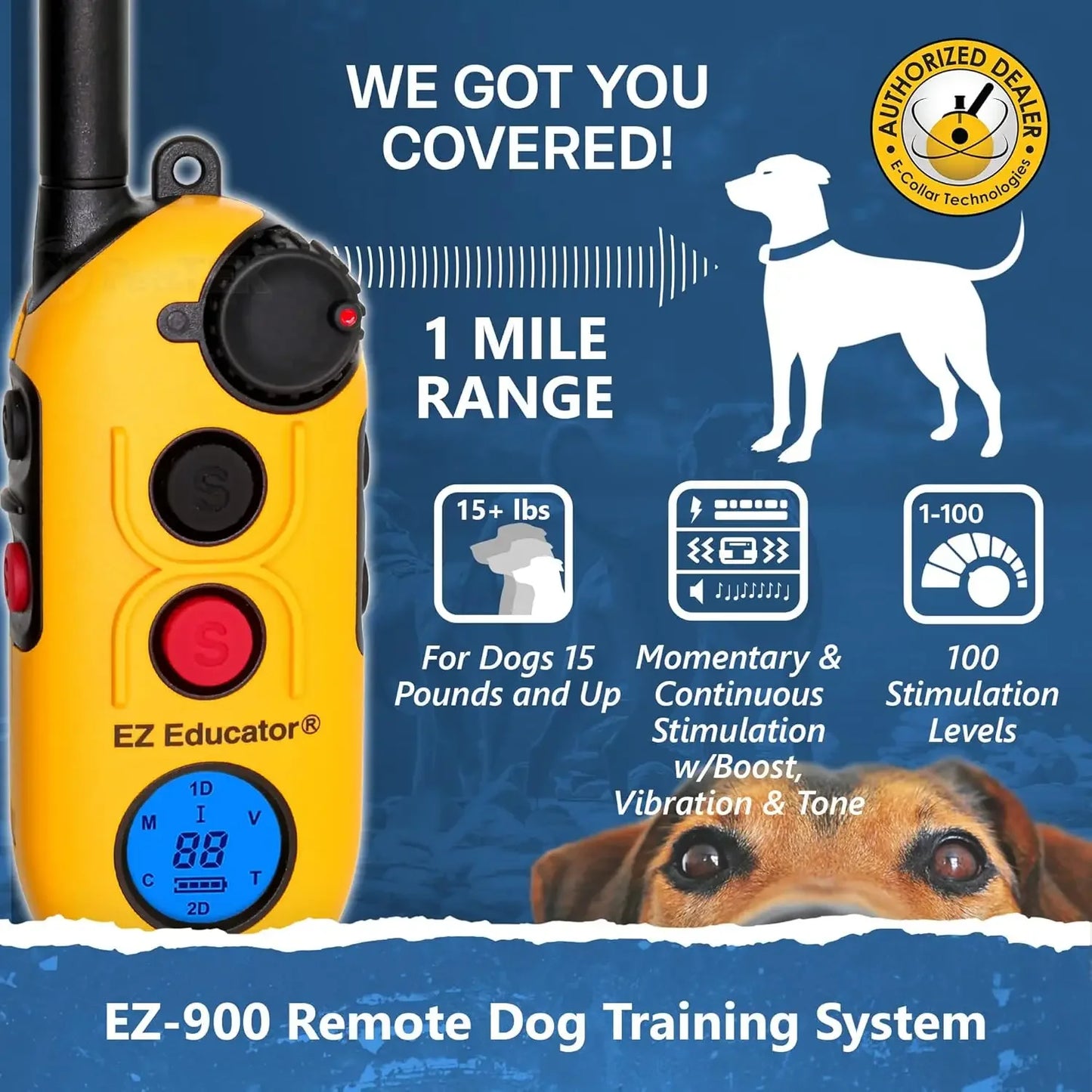 EZ900 Dog Training E Collar Remote Waterproof Half Mile Range