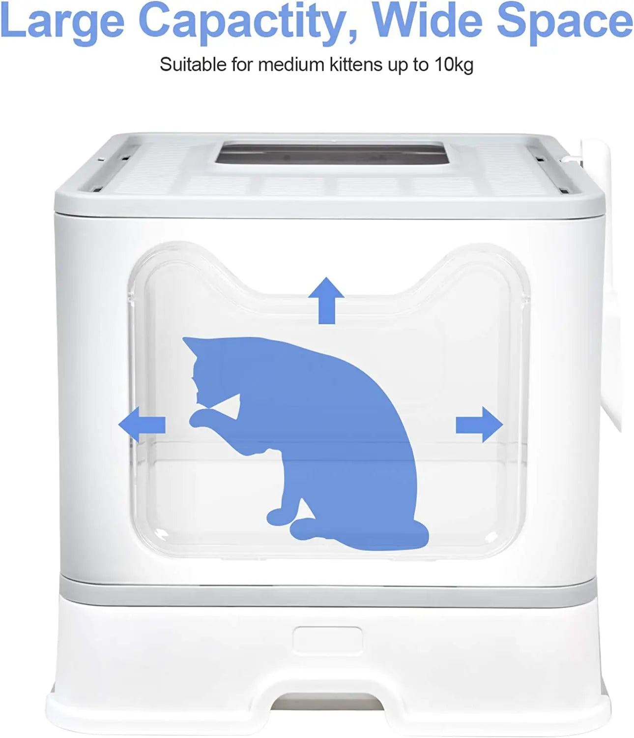 Front Entry Cat Litter Tray With Scoop And Drawer Hooded Foldable