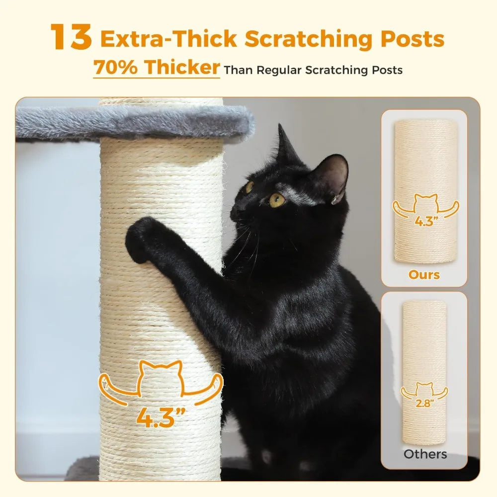 Heavy Duty Cat Tree With Cat Condo And Scratching Posts