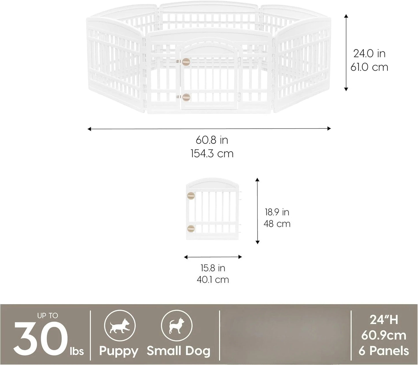 Dog Playpen 6-Panel With Door Indoor Pet Fence For Puppies