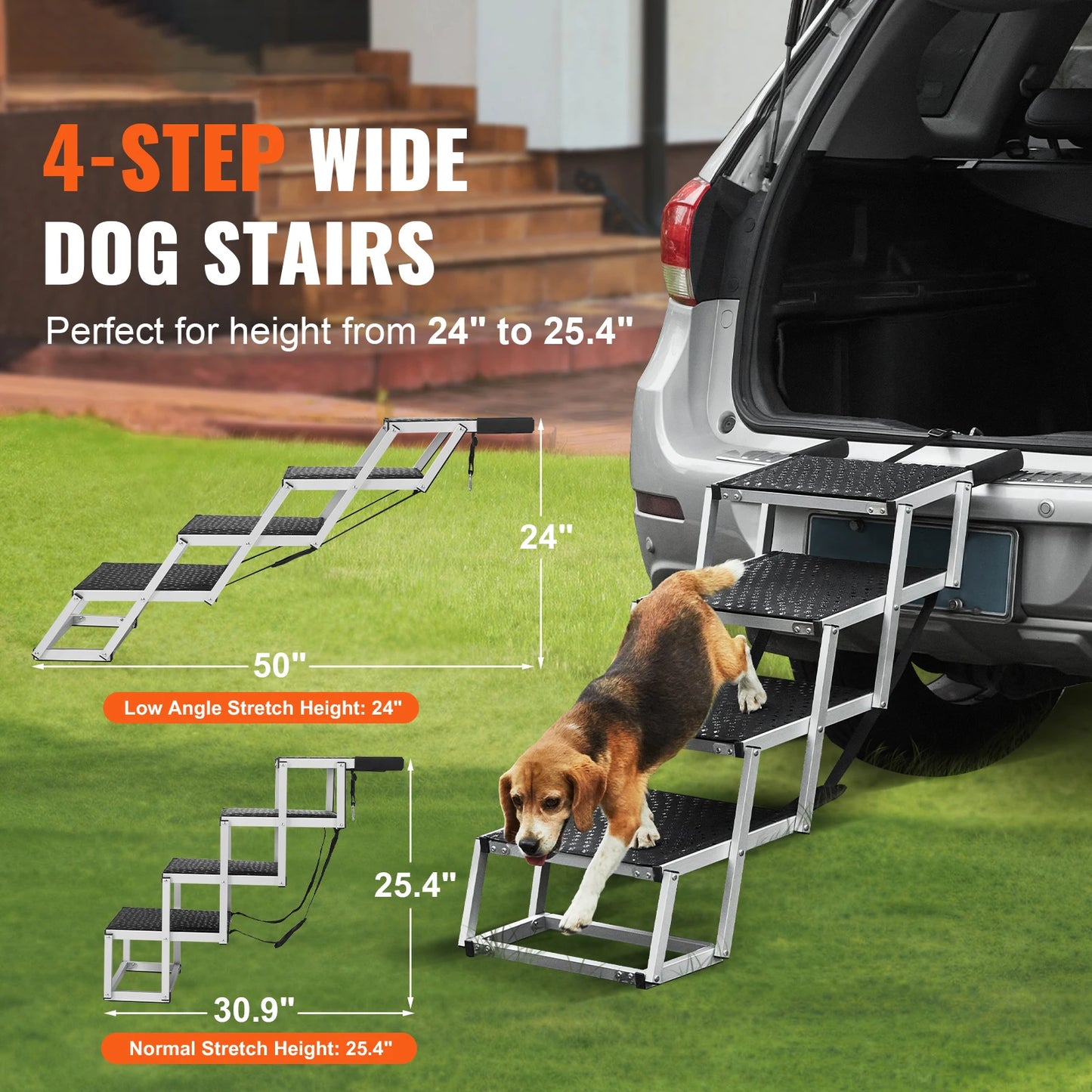 SucceBuy Lightweight Folding Aluminum Dog Car Steps