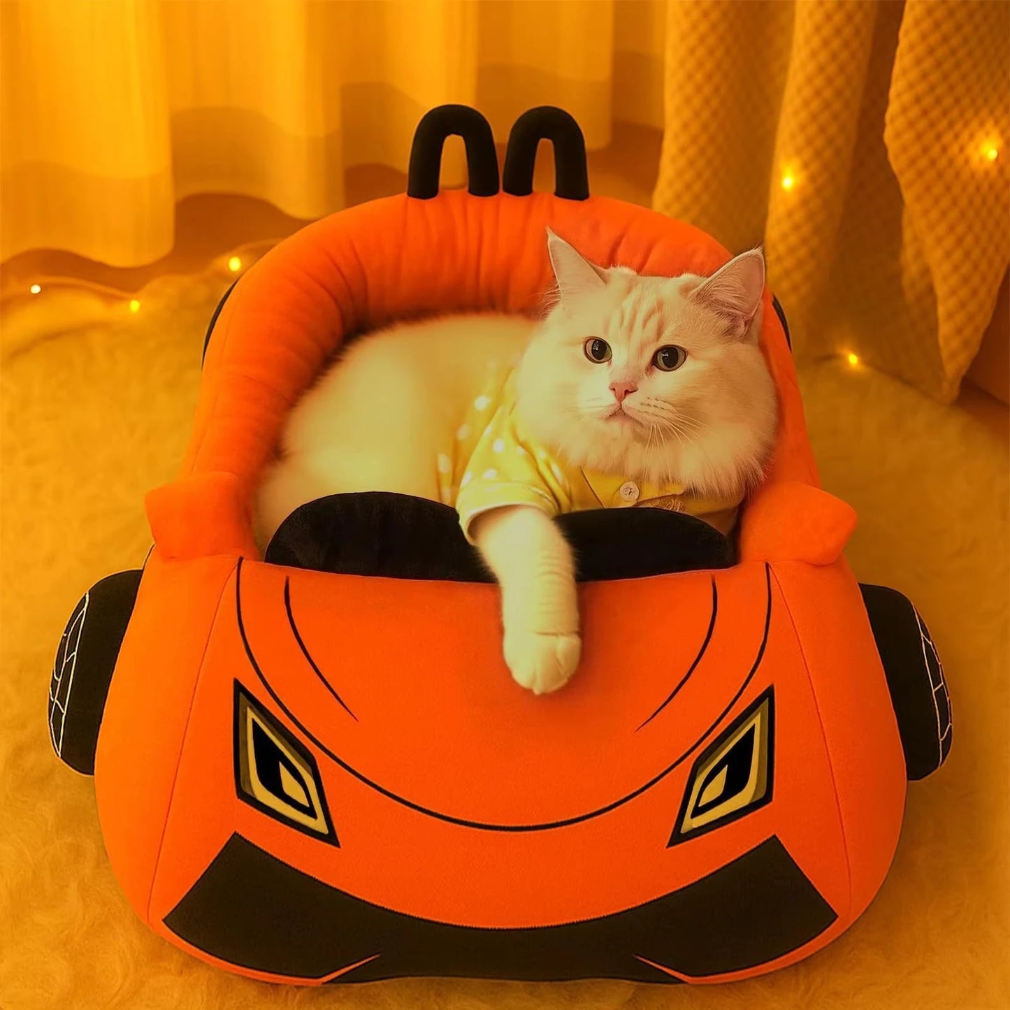 CWV Washable Supercar Cat Bed With Pillow And Coral Fleece