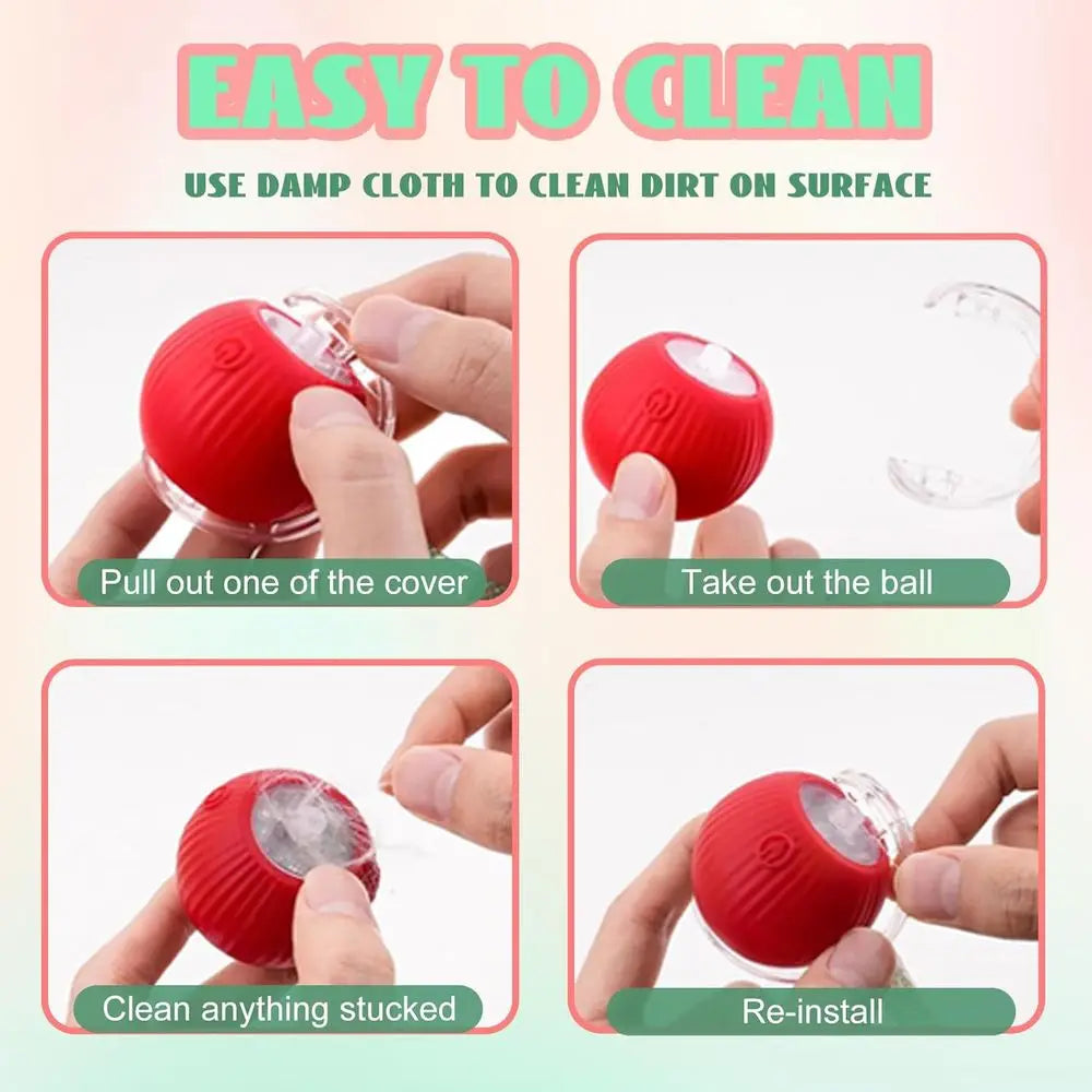 Interactive Cat Toy 2 Pack Elastic Tail Rolling Ball