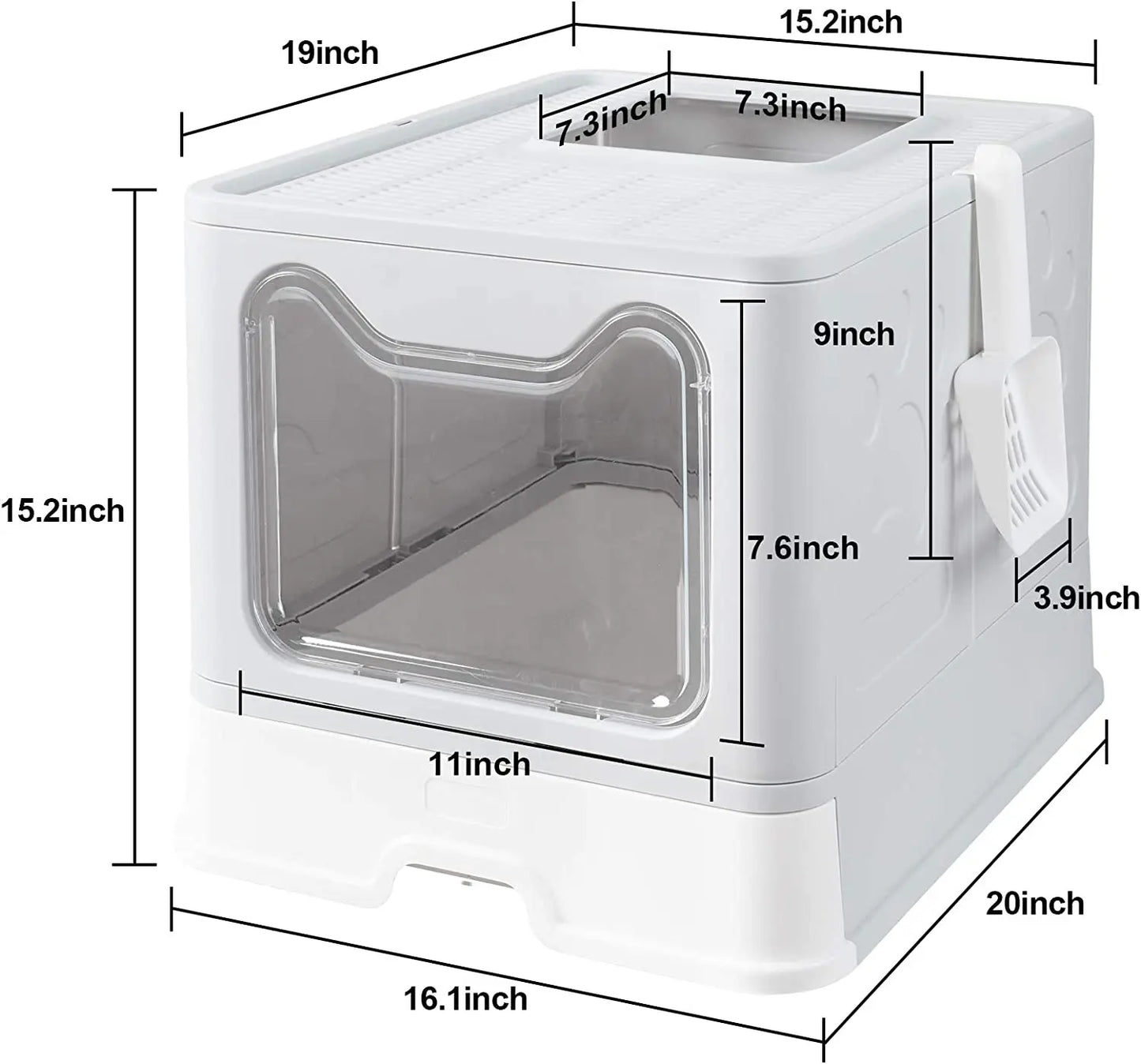 Front Entry Cat Litter Tray With Scoop And Drawer Hooded Foldable