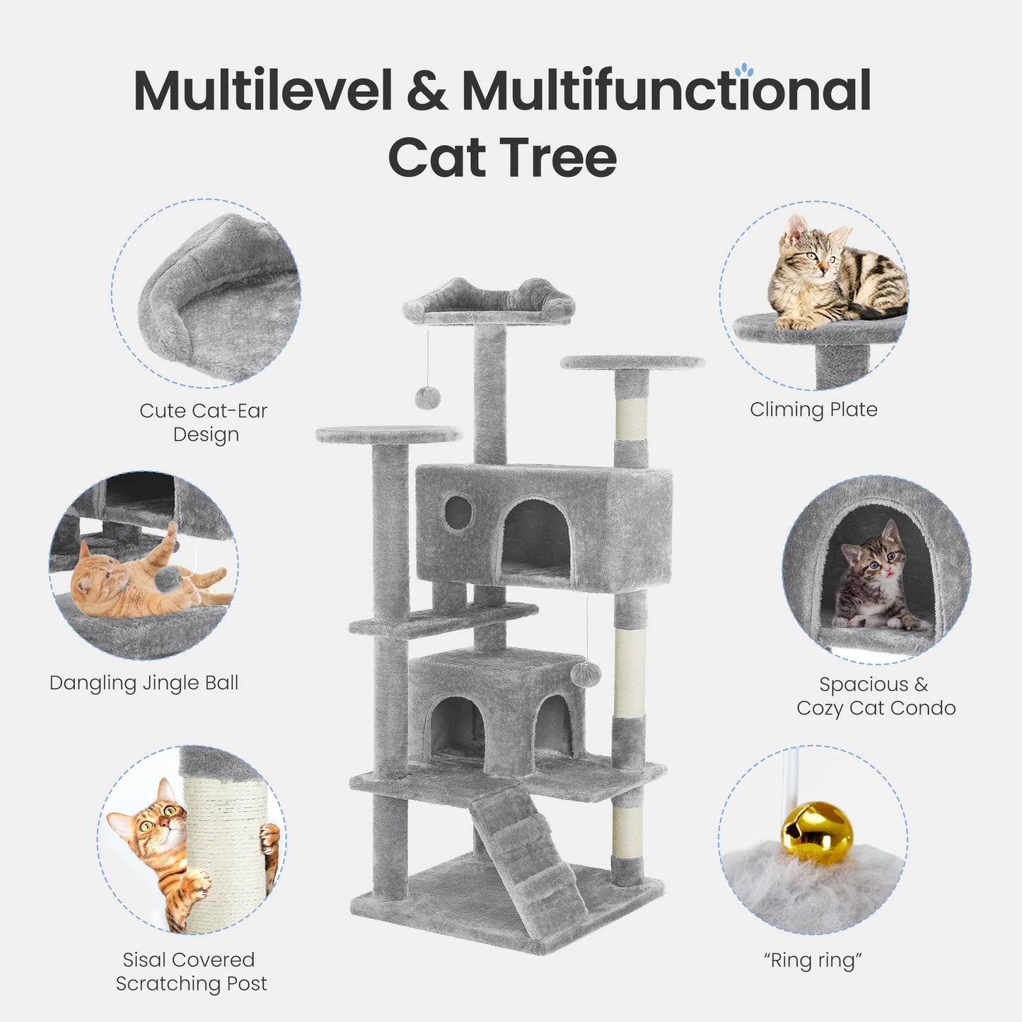 MCQ Indoor Cat Tree Tower Multi-Level With Sisal Scratching Post