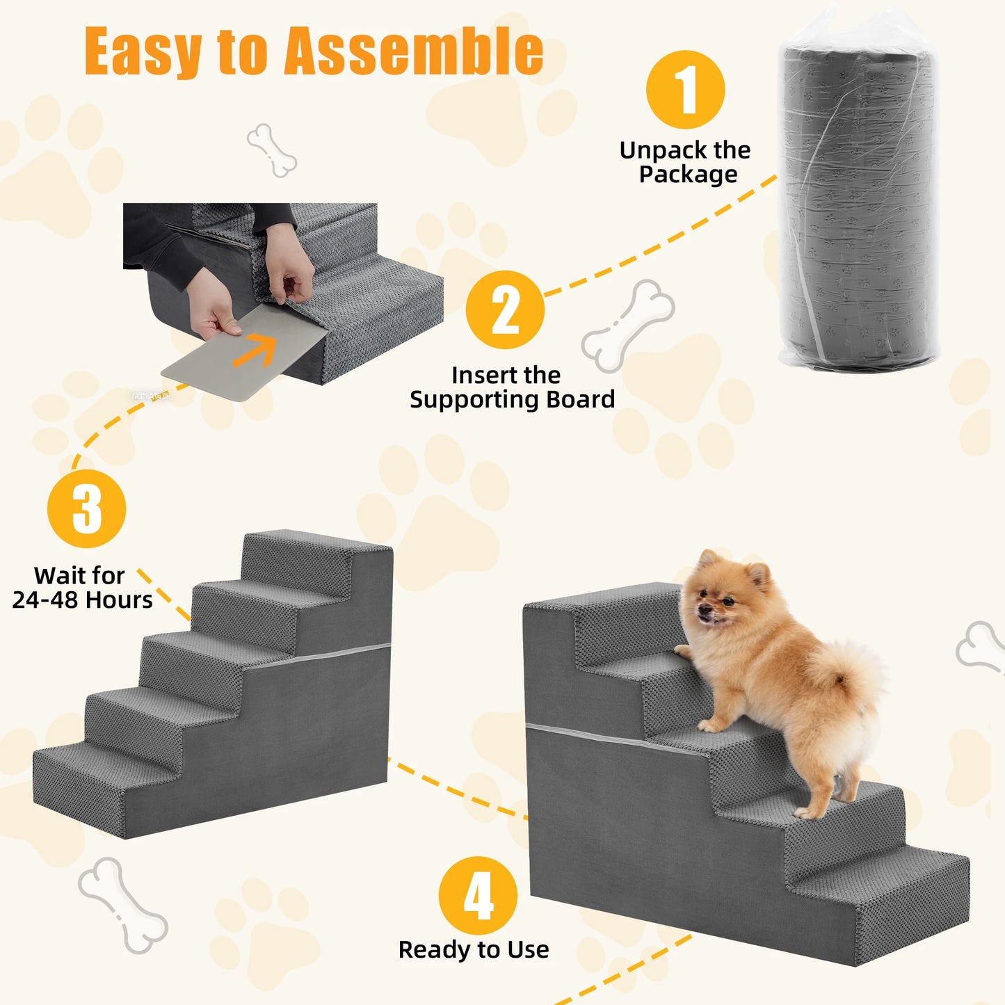 Three To Five Right Angled FoamNonSlip Dog Staircase Ramp