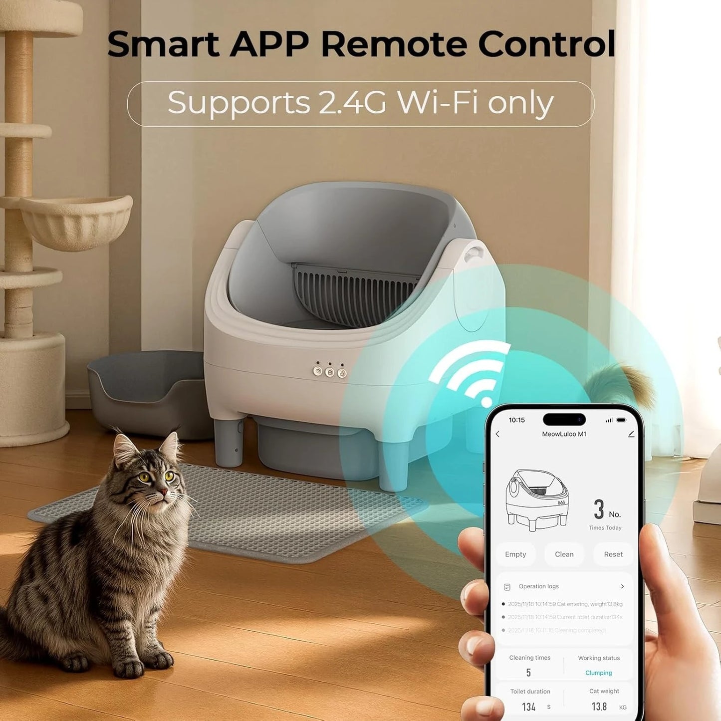 Automatic Cat Litter Box Self Cleaning With App Control