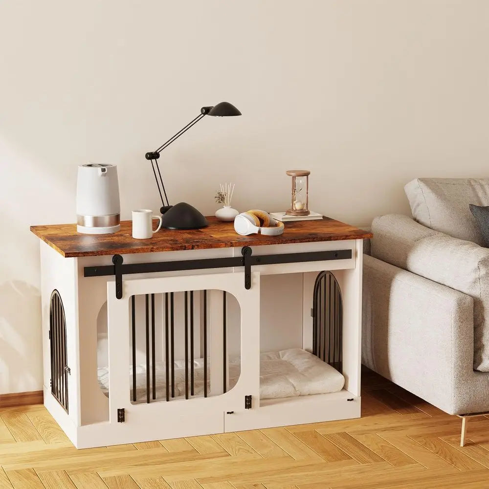 Farmhouse Style Dog Kennel Furniture Indoor Crate With Cushion