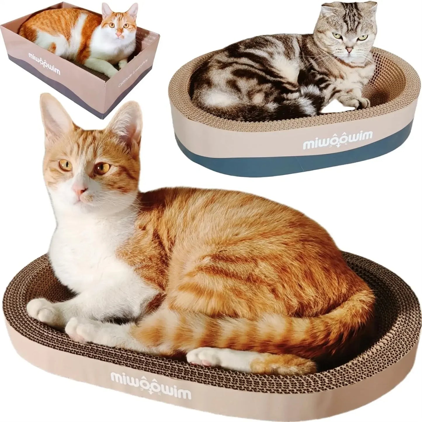 Cat Scratcher Set Cardboard Oval Beds For Indoor Cats