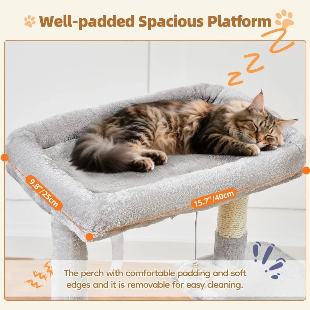 NBVCX Cat Tree With Adjustable Condo And Plush Perch Tower