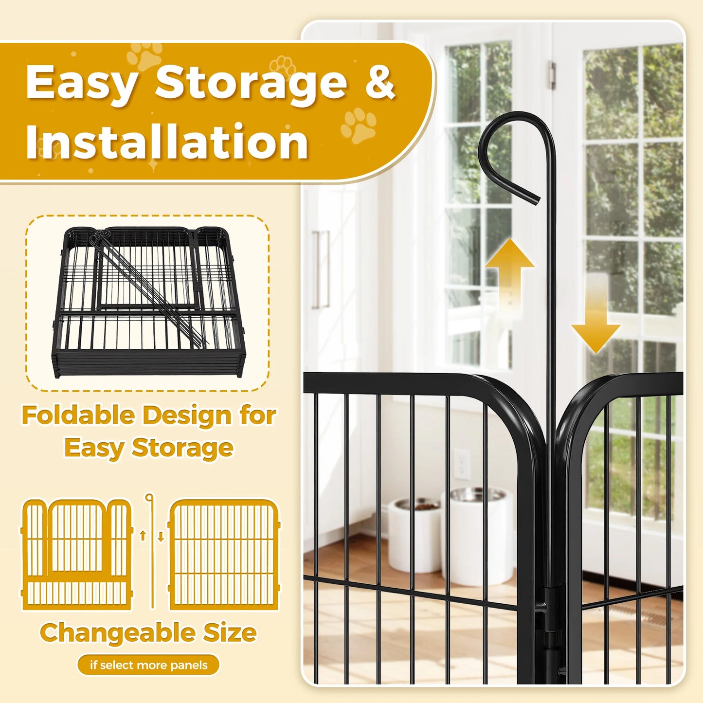 Dog Playpen With Door Foldable Metal Pet Fence Heavy Duty