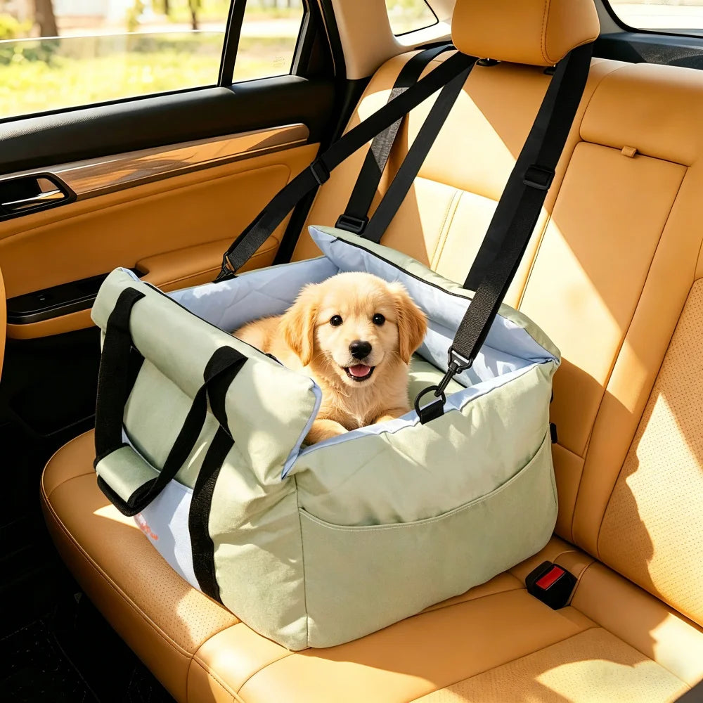 Borwart Portable Dog Car Seat With Safety Belt And Washable Cover