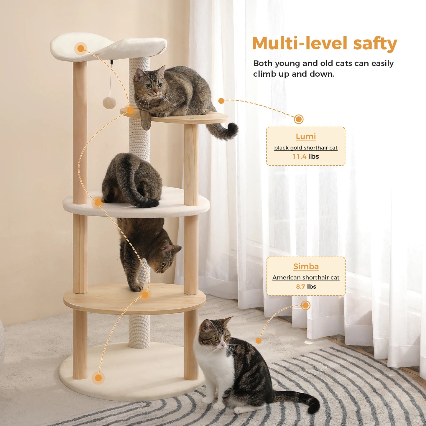 PAWZ Road Five Level Cat Tree Tower With Scratching Post