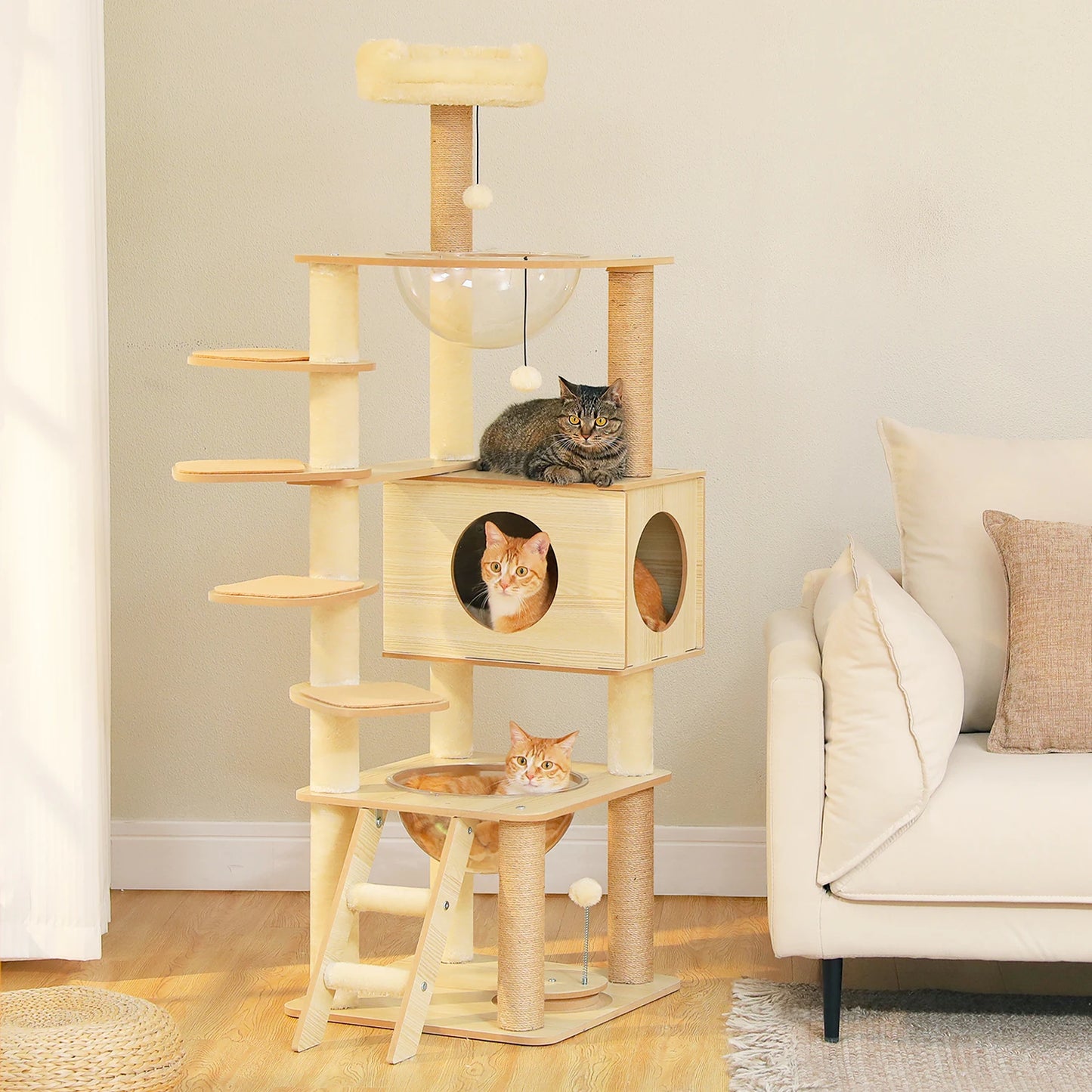 Pawz Multi Level Cat Tree With Scratching Posts And Hammock
