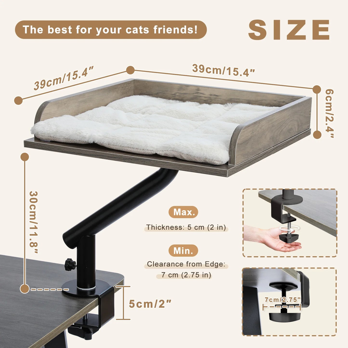PAWZ Road Cat Desk Bed With Rotating Adjustable Stand