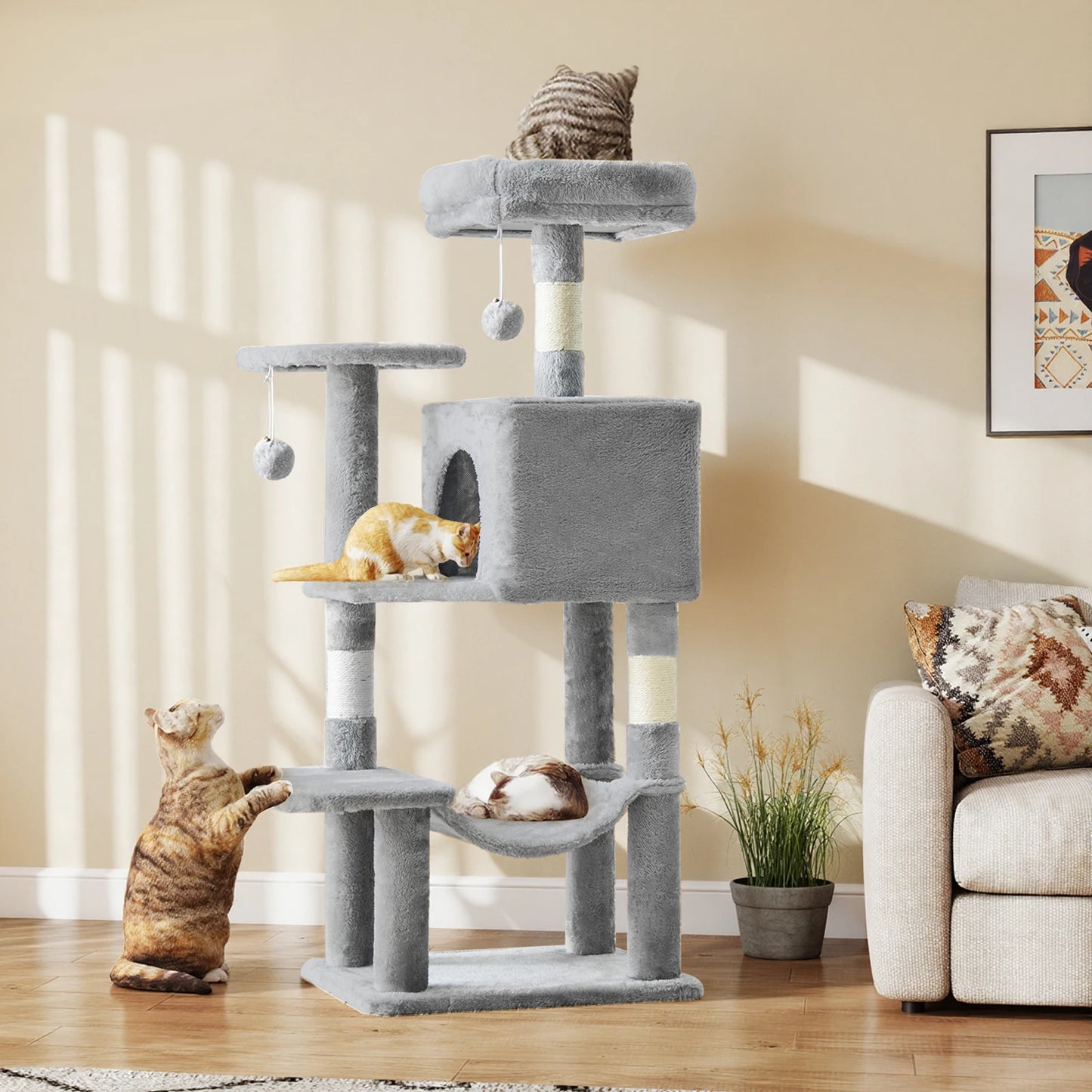 JHK Cat Tree Multi Level Tower With Sisal Scratching Posts