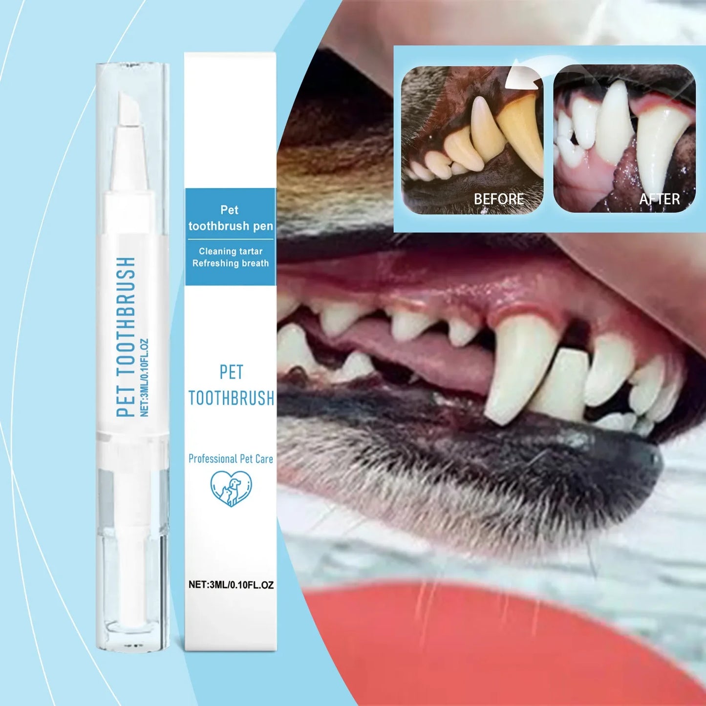 Pet Toothbrush Pen For Dogs And Cats Fresh Breath Cleaning