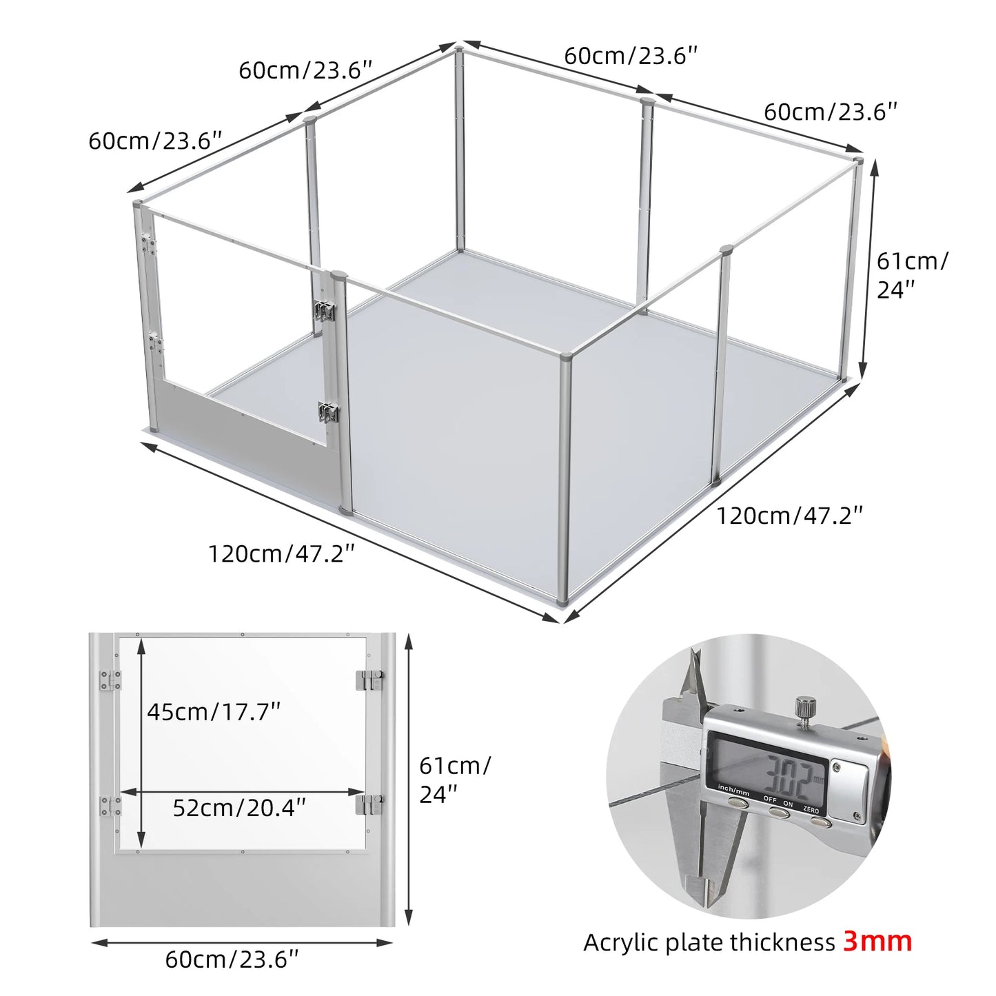 BINGOPAW Acrylic Dog Playpen Fence With Waterproof Pad For Pets