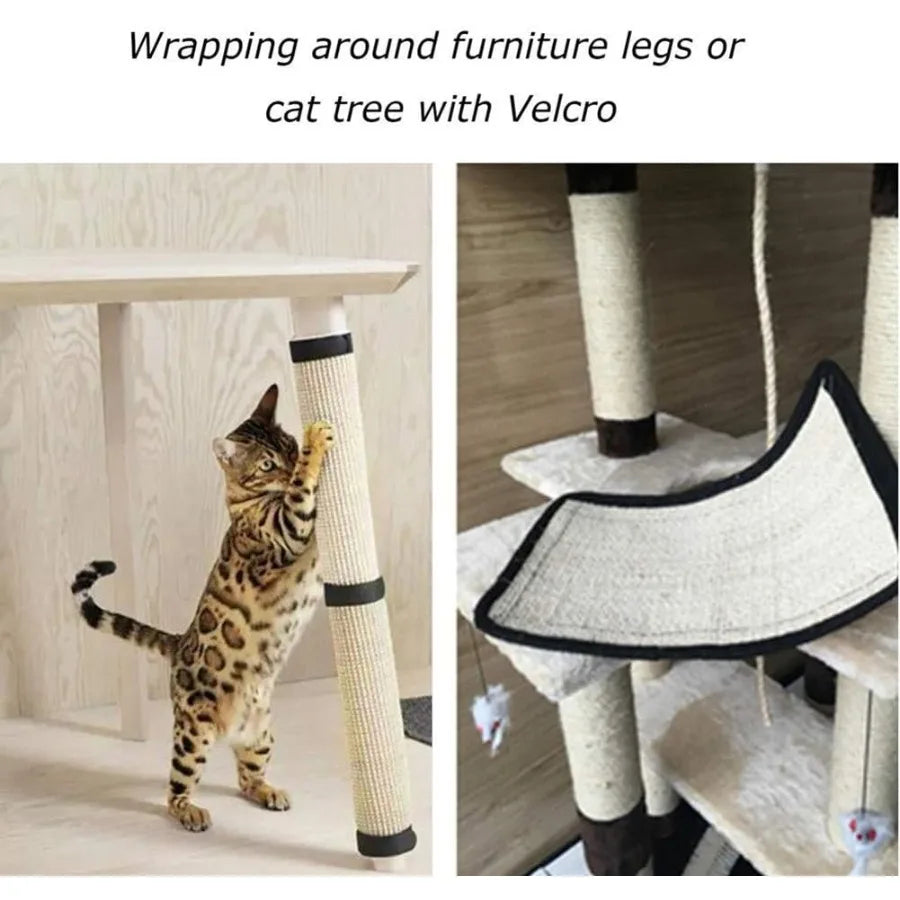 Heavy Duty Cat Scratching Mat Natural Sisal Surface Couch Guard
