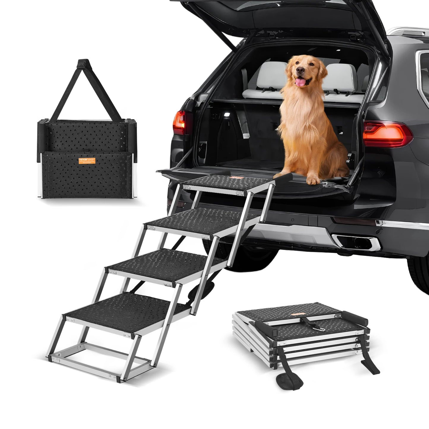 SucceBuy Lightweight Folding Aluminum Dog Car Steps