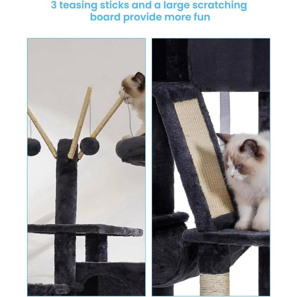 NBVCX Cat Tree Tower With Hammock Condo And Scratching Posts
