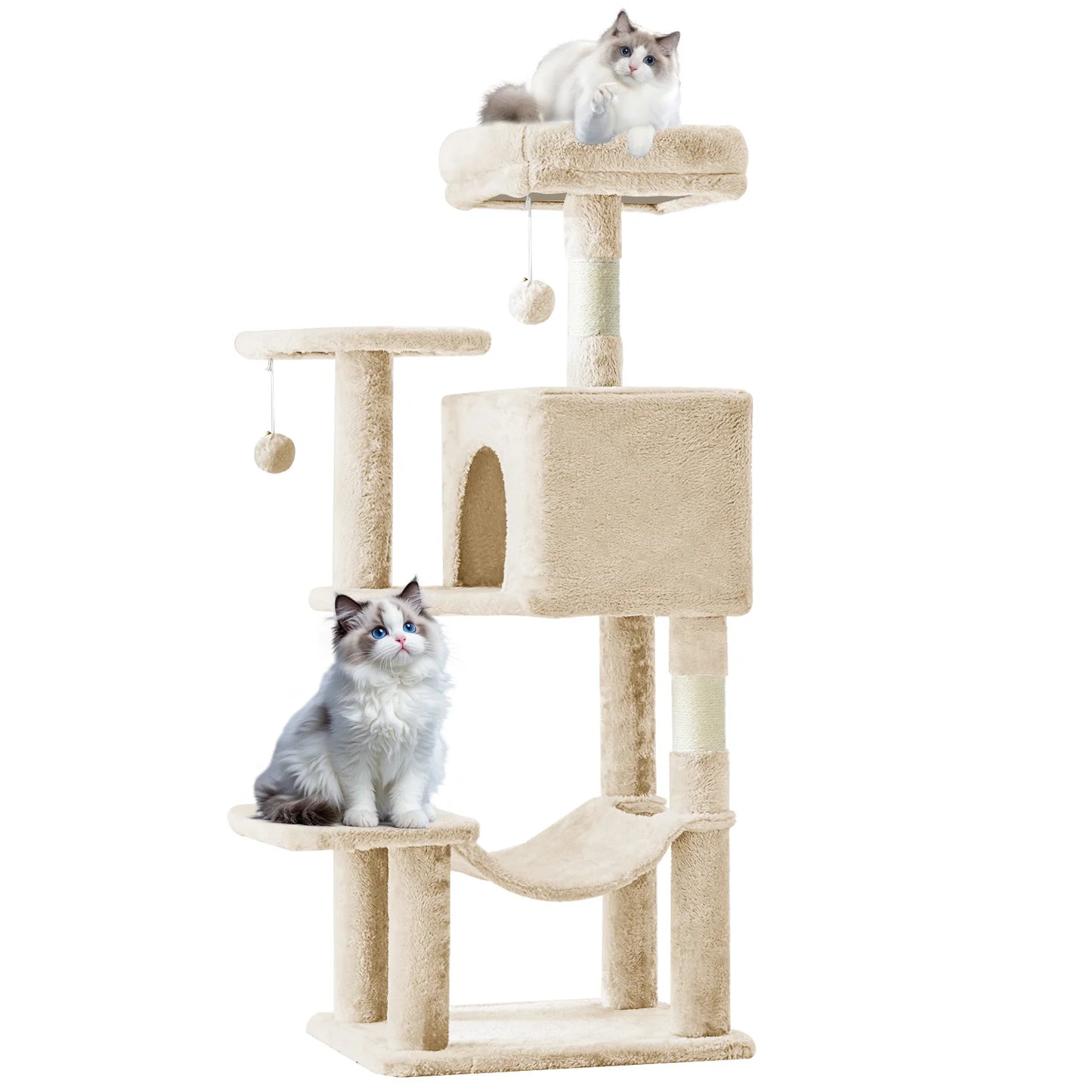 MCQ Cat Tree Tower Four Tier With Natural Sisal Scratching Posts For Indoor Cats